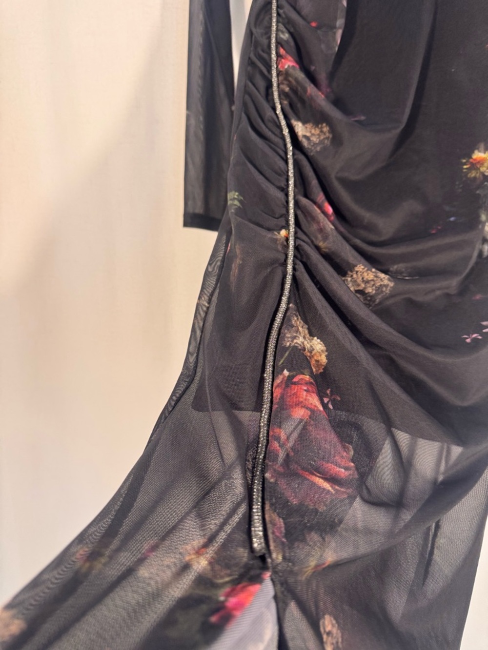 All Saints Nora Ruched Sparkle Midi Dress - Picture 8 of 9